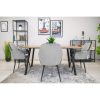 Set 6 scaune tip fotoliu bucatarie/living, Artool, Lugo, catifea argintie, picioare metal negru, 57.5×56.5×86.5 cm