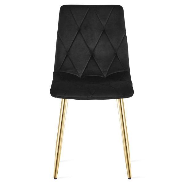 Set 4 scaune bucatarie/living, Artool, Libra, catifea neagra, picioare metal auriu, 45x54x86.5 cm