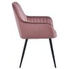Set 6 scaune tip fotoliu bucatarie/living, Artool, Solden, catifea roz, picioare metal negru, 55x45.5x83.5 cm
