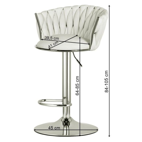 Set 2 scaune de bucatarie/bar, Artool, Mig, rotativ, catifea bej, picior metal auriu, 51x50x84-105 cm