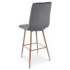 Set 2 scaune de bucatarie/bar, Artool, Libra, catifea gri inchis, picioare metal natur, 52x56x112 cm