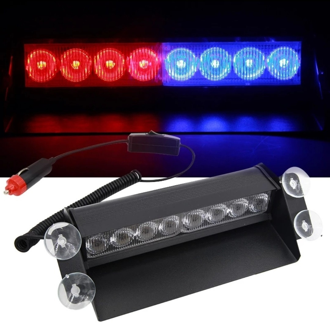 2068049153_w640_h640_yarkij-led-stroboskop-1.jpg Lampa stroboscopica LED, montaj in parbriz, 8W, culoare Rosu - Albastru - imagine 1