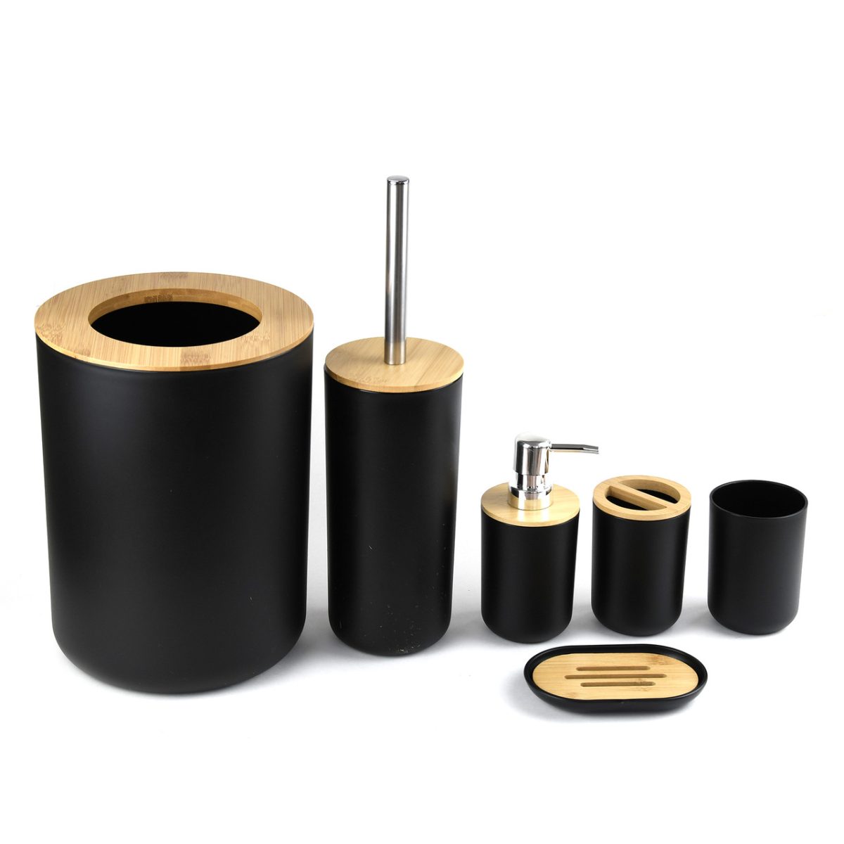 Set Elegant Pentru Baie Format Din 6 Piese Negru/Maro