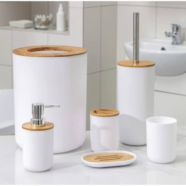 Set Elegant pentru baie format din 6 piese alb/maro