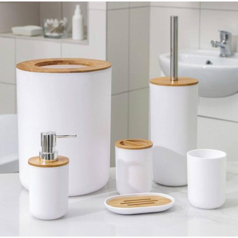 Set Elegant pentru baie format din 6 piese alb/maro