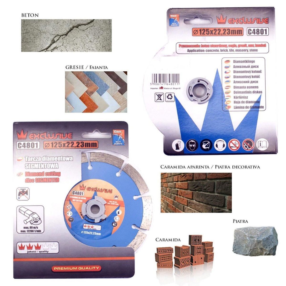 Disc Diamantat Segmentat, Beton, Taiere Uscata, 125 Mm/22.23 Mm, Richmann