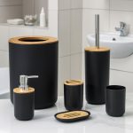 Set Elegant pentru baie format din 6 piese negru/maro