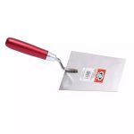 Mistrie inox, Olejnik, trapez, lata, 180 mm, sudura clasica, maner lemn, rosu