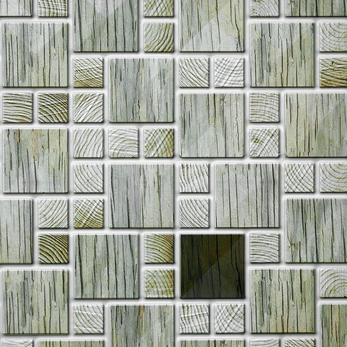 Panou Decorativ, Pvc, Model Mozaic, Striat, Nuante Gri, 96X48.5 Cm