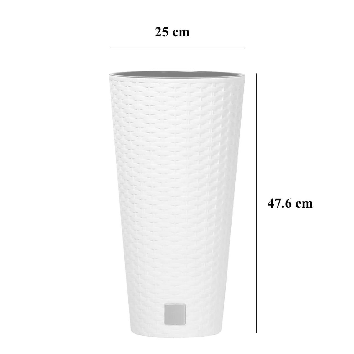 Ghiveci Decorativ De Flori, Rotund Inalt, 25X47.6 Cm, Alb, Imitatie Ratan, Rato