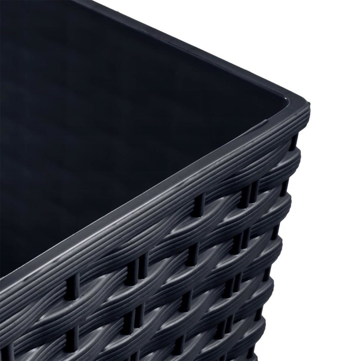 Ghiveci Decorativ De Flori, Patrat 22.5X22.5X42.1 Cm, Imitatie Ratan, Negru, Rato