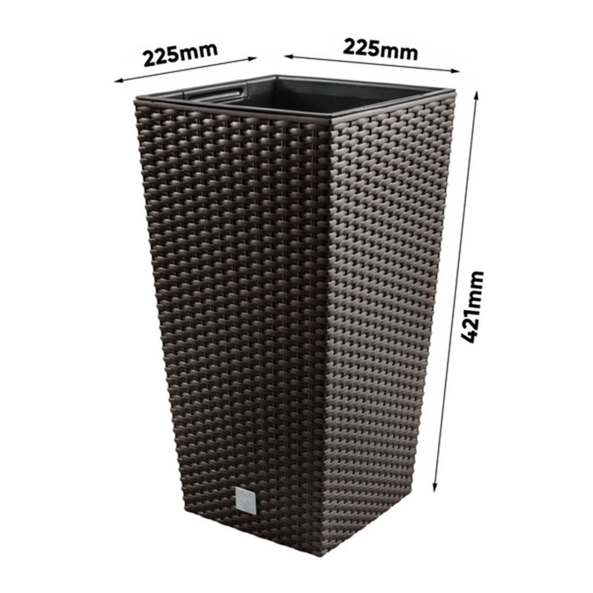 Ghiveci Decorativ De Flori, Patrat 22.5X22.5X42.1 Cm, Imitatie Ratan, Maro, Rato