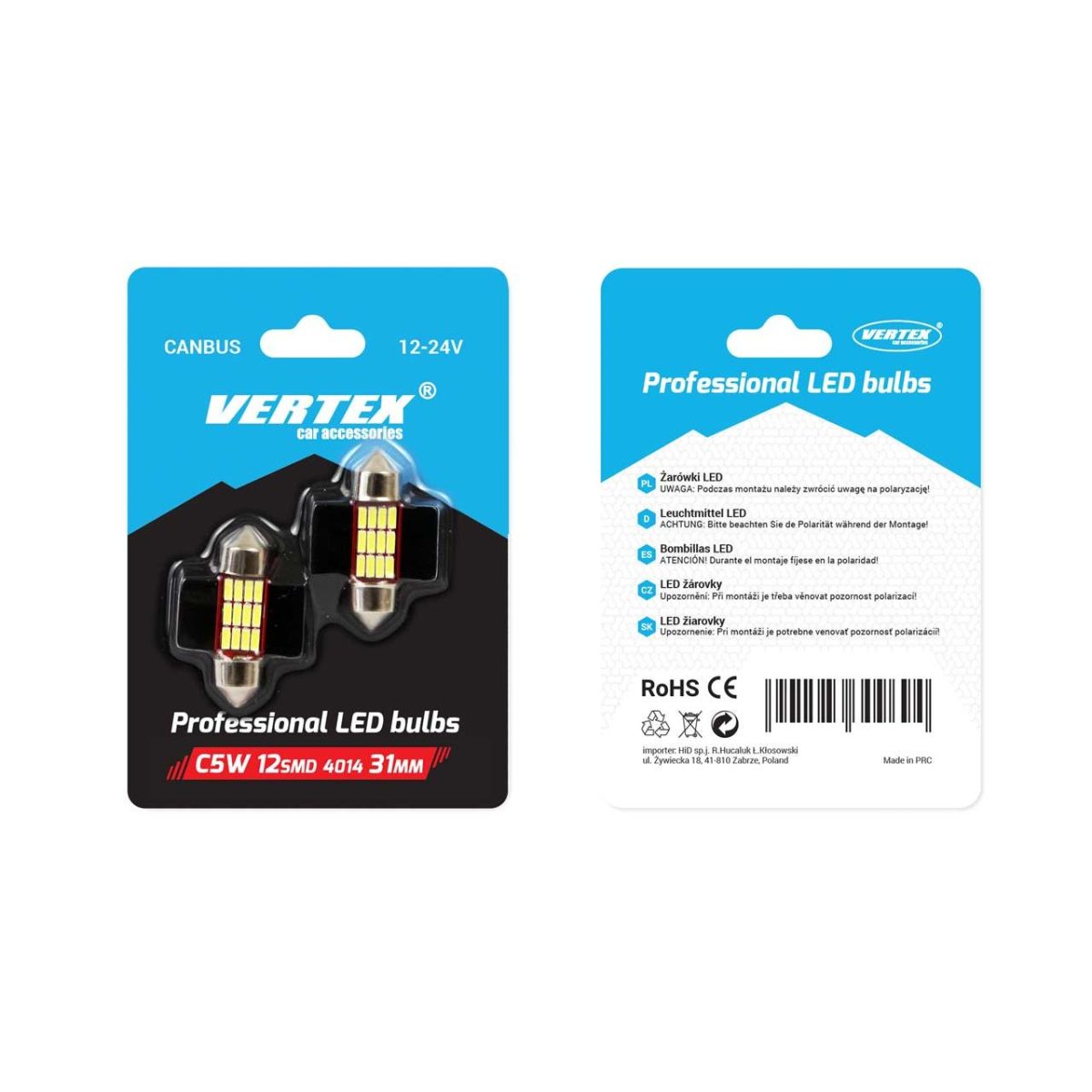 Set Becuri Auto Cu Led Canbus Sofit Compatibil C5W 12 Smd 31Mm Alb 12/24V, Destinat Competitiilor Auto Sau Off-Road