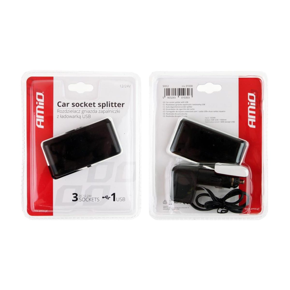 Splitter Bricheta Auto Soc2 3 Plus 1 Usb