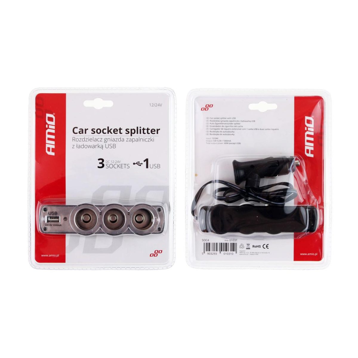Splitter Bricheta Auto Soc4 3 Plus 1 Usb