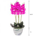 Planta artificiala, orhidee cu ghiveci din ceramica, roz, 75 cm, Springos