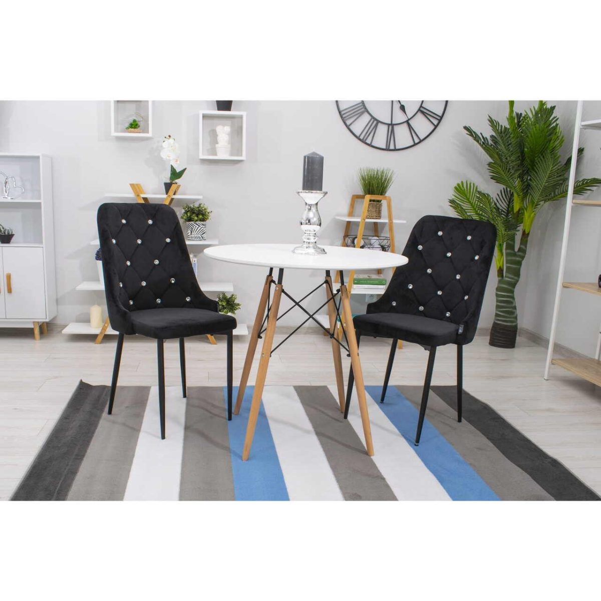 Scaun Bucatarie/Living, Artool, Amore, Catifea, Metal, Negru, 48X56X93 Cm