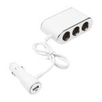 Adaptor bricheta auto tripla 12/24V, iluminata LED, cu intrerupator individual si 1 port USB, 5V, 2.1A - imagine 3