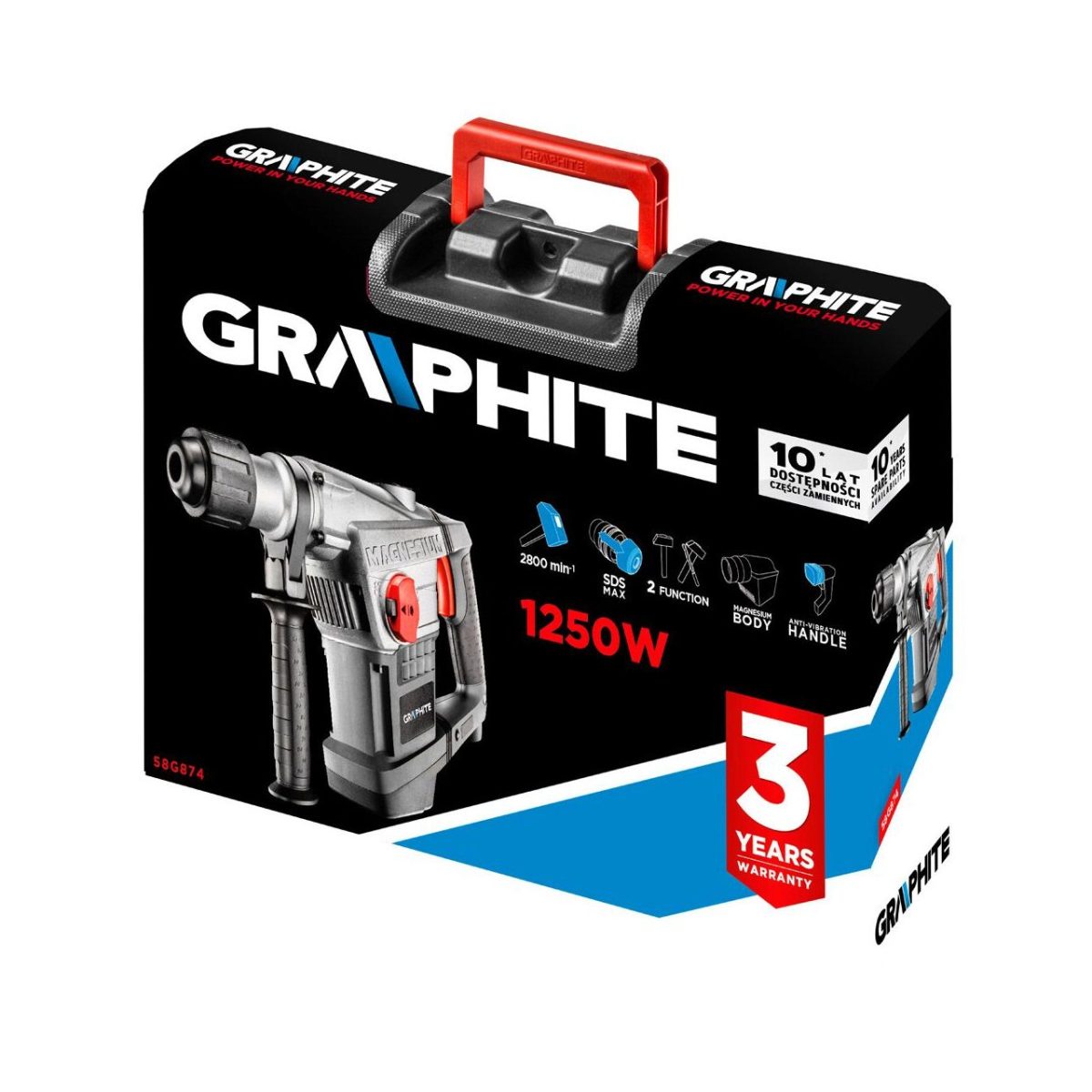 Rotopercutor, Sds Max, 1250 W, 10 J, Graphite