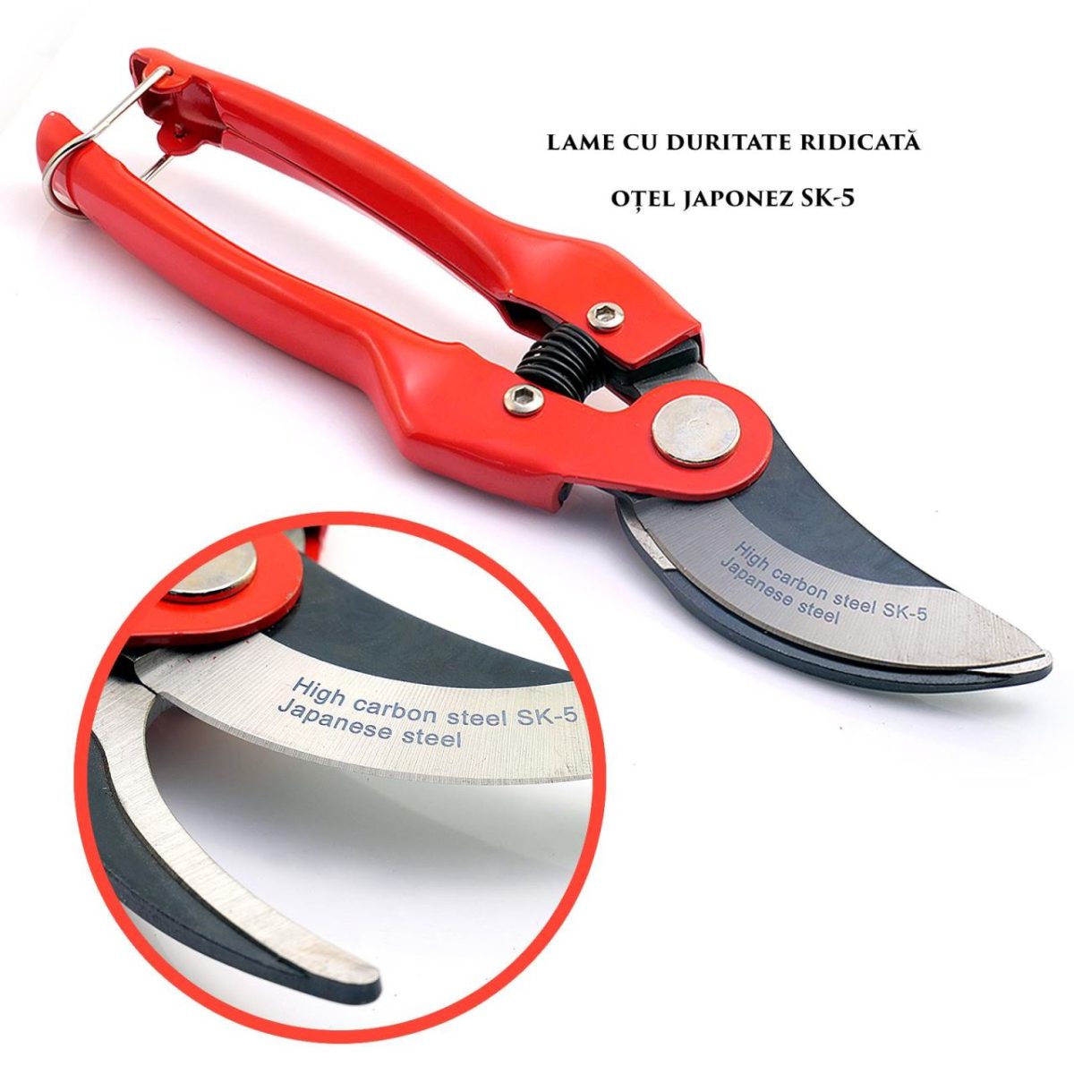 Foarfeca Gradina, Tip Bypass, Profesionala, Otel Sk5 + Manusi Latex, 22 Cm, Xtline