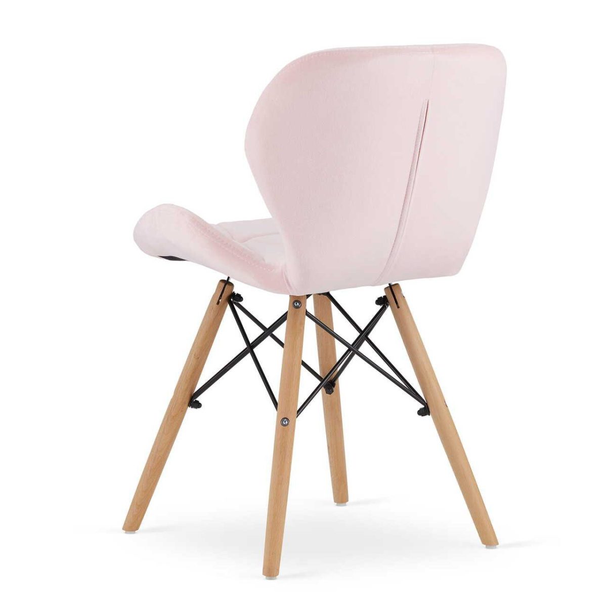 Scaun Stil Scandinav, Artool, Lago, Catifea, Lemn, Roz, 48X43X74 Cm