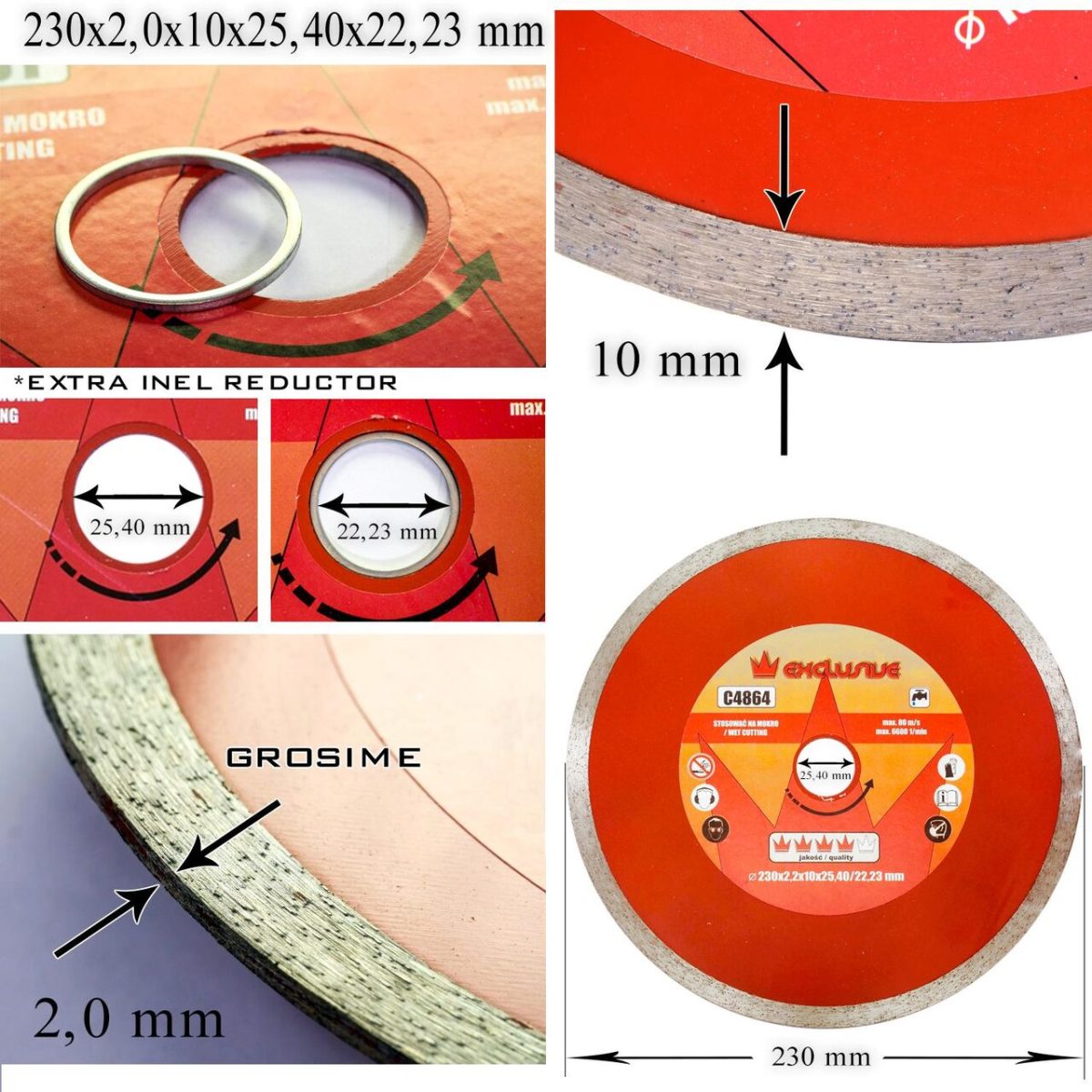 Disc Diamantat, Placi Ceramice, Taiere Umeda, 230 Mm/25.4 Mm, Richmann Exclusive