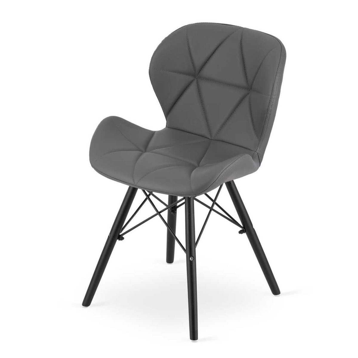 Scaun Stil Scandinav, Artool, Lago, Piele Ecologica, Lemn, Gri Si Negru, 47.5X52X74 Cm