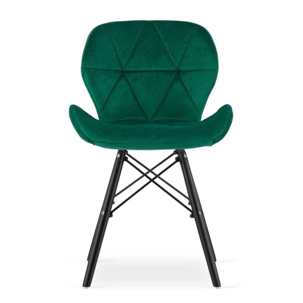 Scaun Stil Scandinav, Artool, Lago Velvet, Catifea, Lemn, Verde Si Negru, 47X52X73.5 Cm