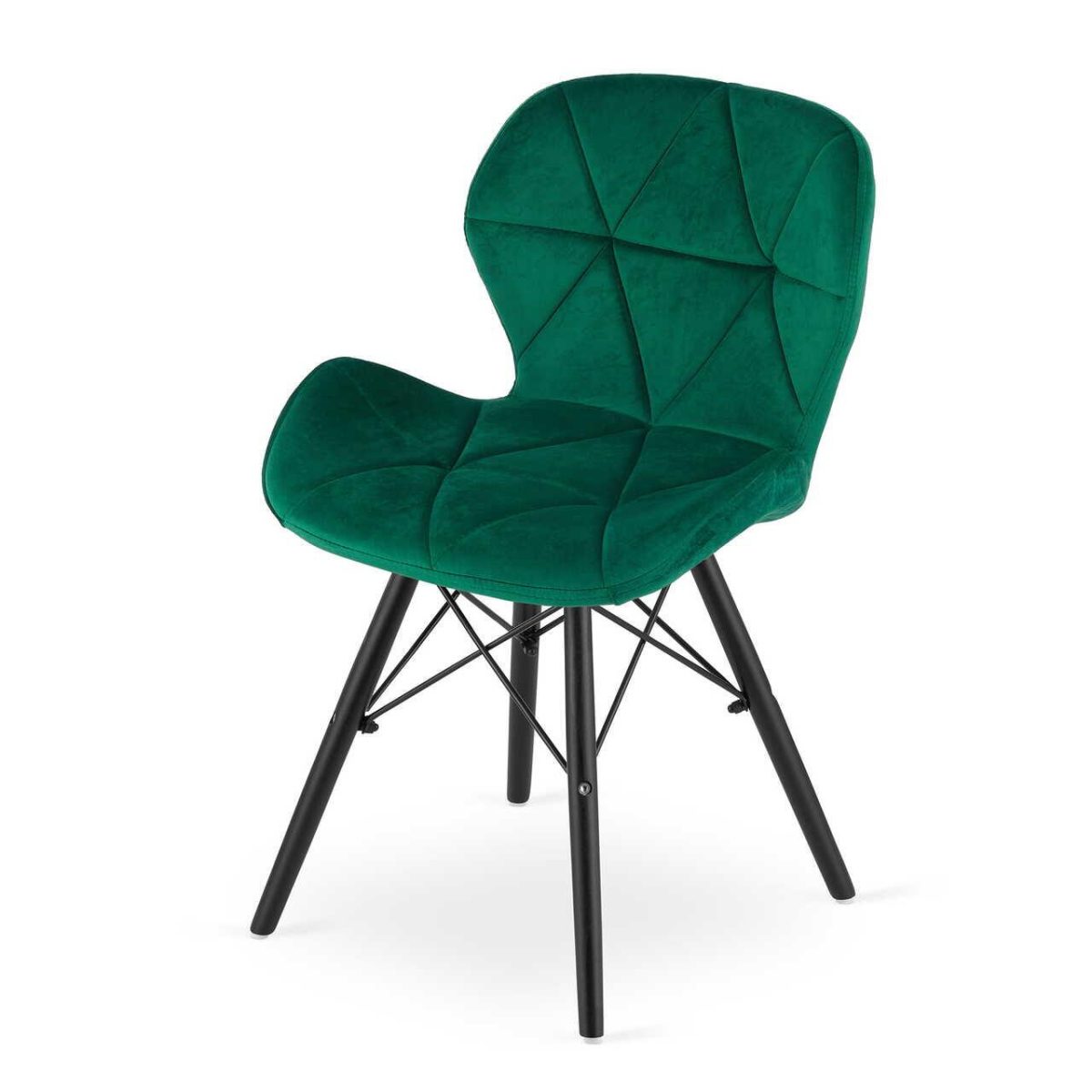 Scaun Stil Scandinav, Artool, Lago Velvet, Catifea, Lemn, Verde Si Negru, 47X52X73.5 Cm