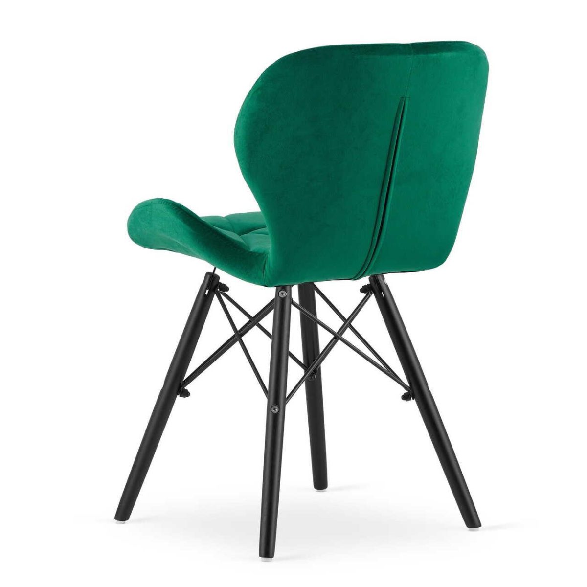 Scaun Stil Scandinav, Artool, Lago Velvet, Catifea, Lemn, Verde Si Negru, 47X52X73.5 Cm