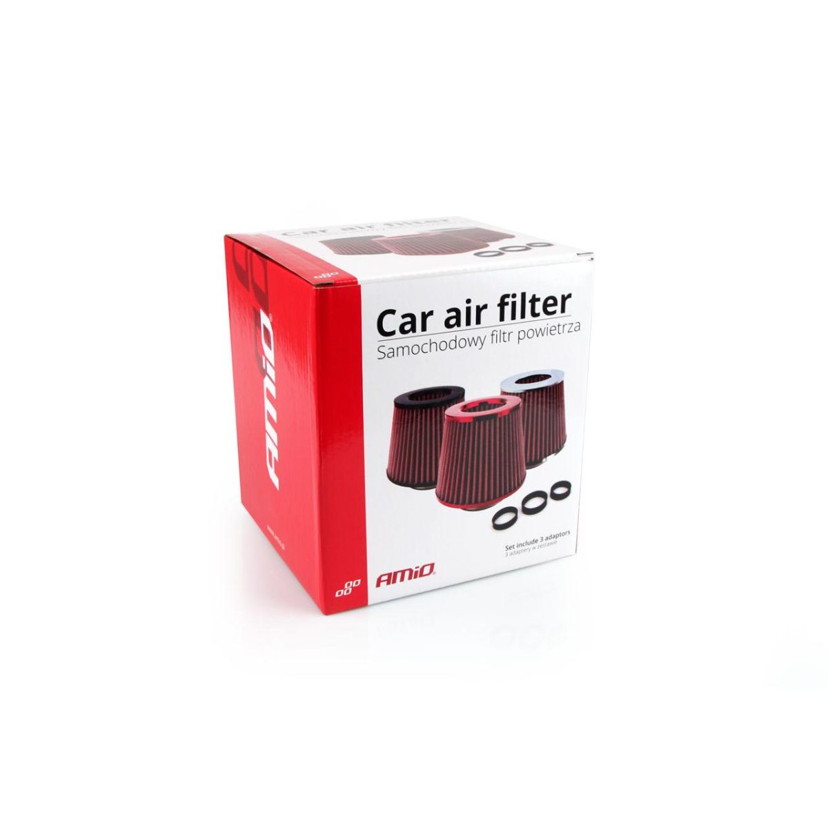 Filtru De Aer Conic Rosu + Chrome Cu 3 Adaptoare