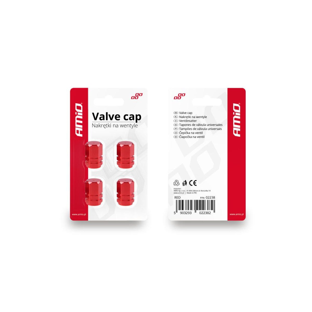 Set Capacele Auto Pentru Ventil Hexagon Rosu 4 Buc