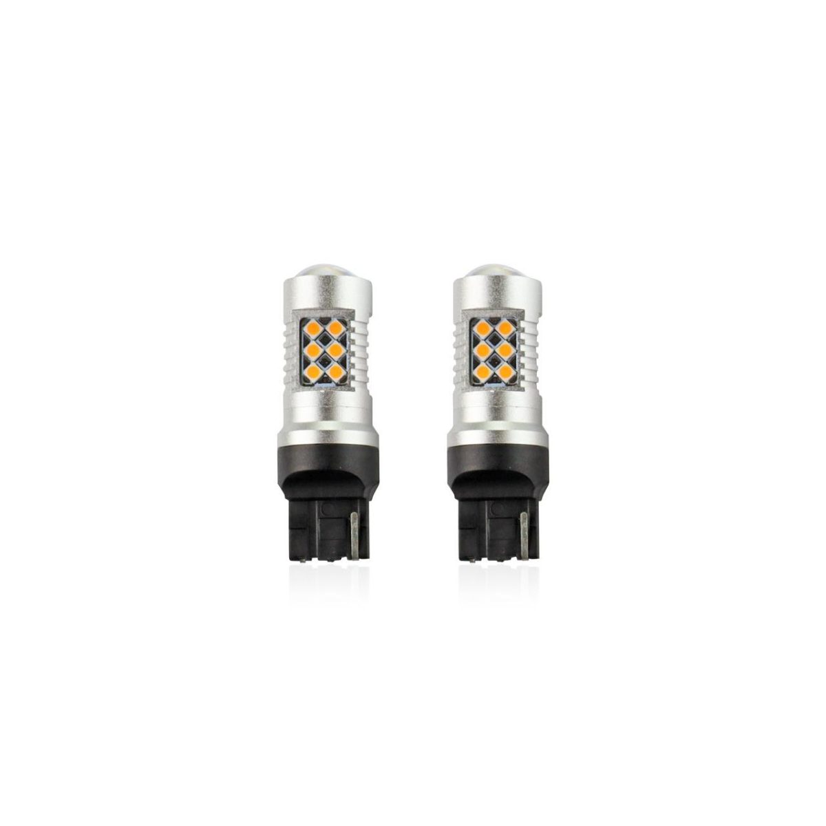 Set Becuri Auto Cu Led Canbus Compatibil W21W T20 24 Smd 6.2W Orange 12/24V, Destinat Competitiilor Auto Sau Off-Road
