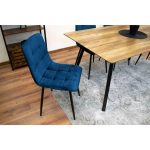 Set 4 scaune bucatarie/living, Kara, catifea, metal, bleumarin si negru, 44.5x50.5x87 cm - imagine 10