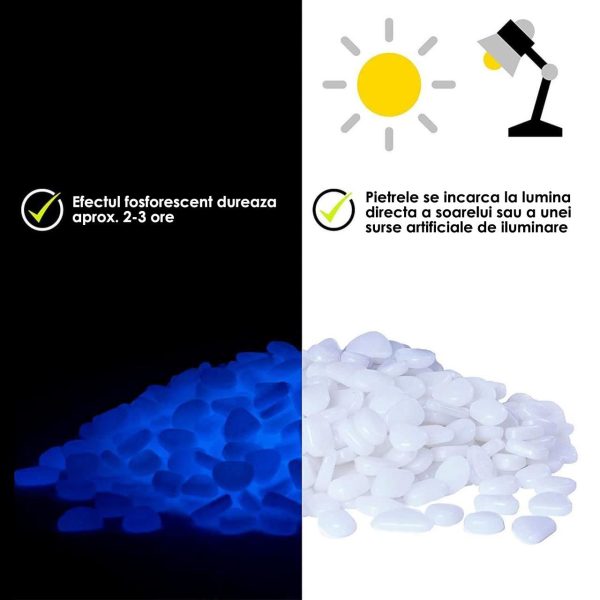 Pietre de gradina, fosforescente, verzi, set 100 buc