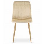 Set 4 scaune bucatarie/living, Lava, catifea, metal, bej si natur, 45x55x86 cm - imagine 8