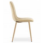 Set 4 scaune bucatarie/living, Lava, catifea, metal, bej si natur, 45x55x86 cm - imagine 4