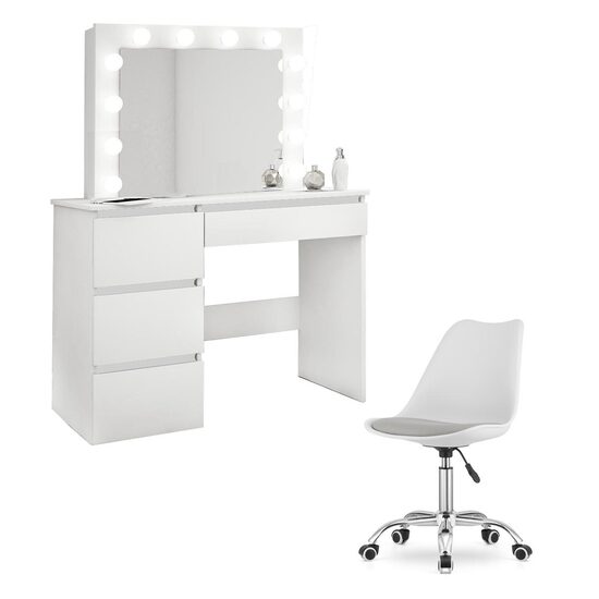 Masa de toaleta/machiaj + scaun Alba