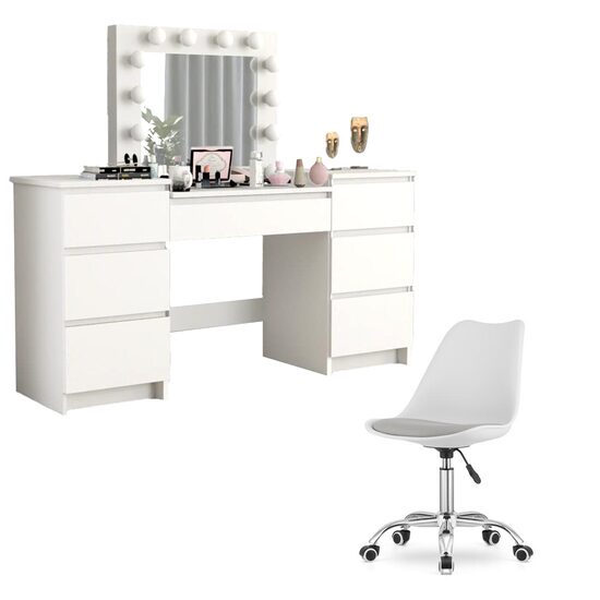 Masa de toaleta/machiaj + scaun Alba