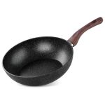 Tigaie tip Wok cu maner de lemn