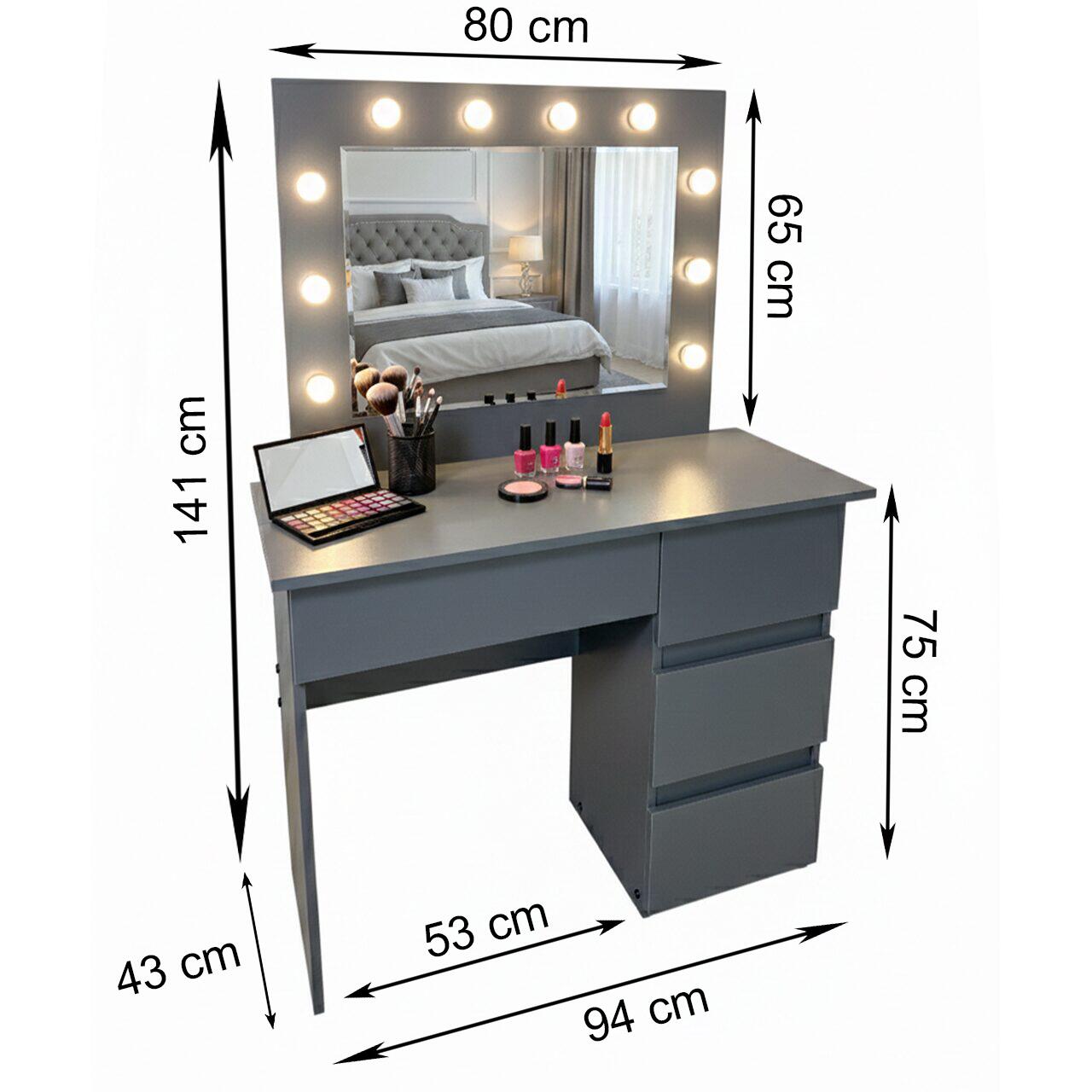 428506999_BIG_square Masa de toaleta/machiaj, Irina, antracit, cu oglinda si LED-uri, 94x43x141 cm