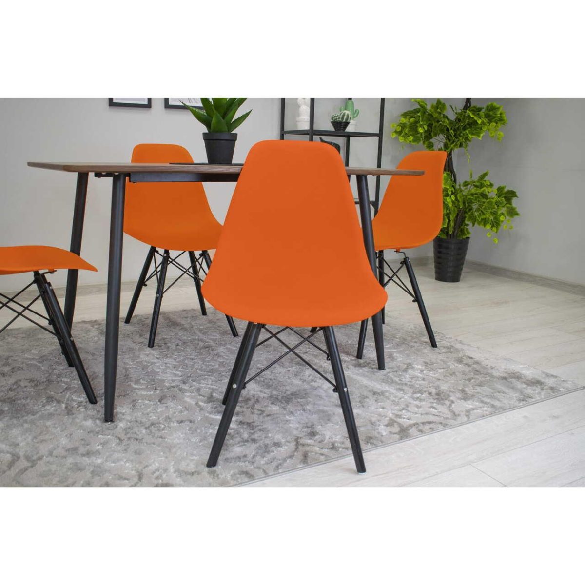 Scaun Stil Scandinav, Artool, Osaka, Pp, Lemn, Portocaliu Si Negru, 46X54X81 Cm