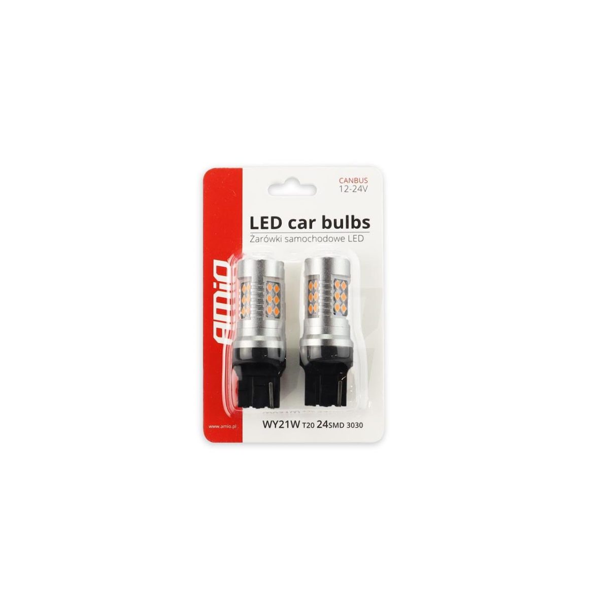 Set Becuri Auto Cu Led Canbus Compatibil W21W T20 24 Smd 6.2W Orange 12/24V, Destinat Competitiilor Auto Sau Off-Road