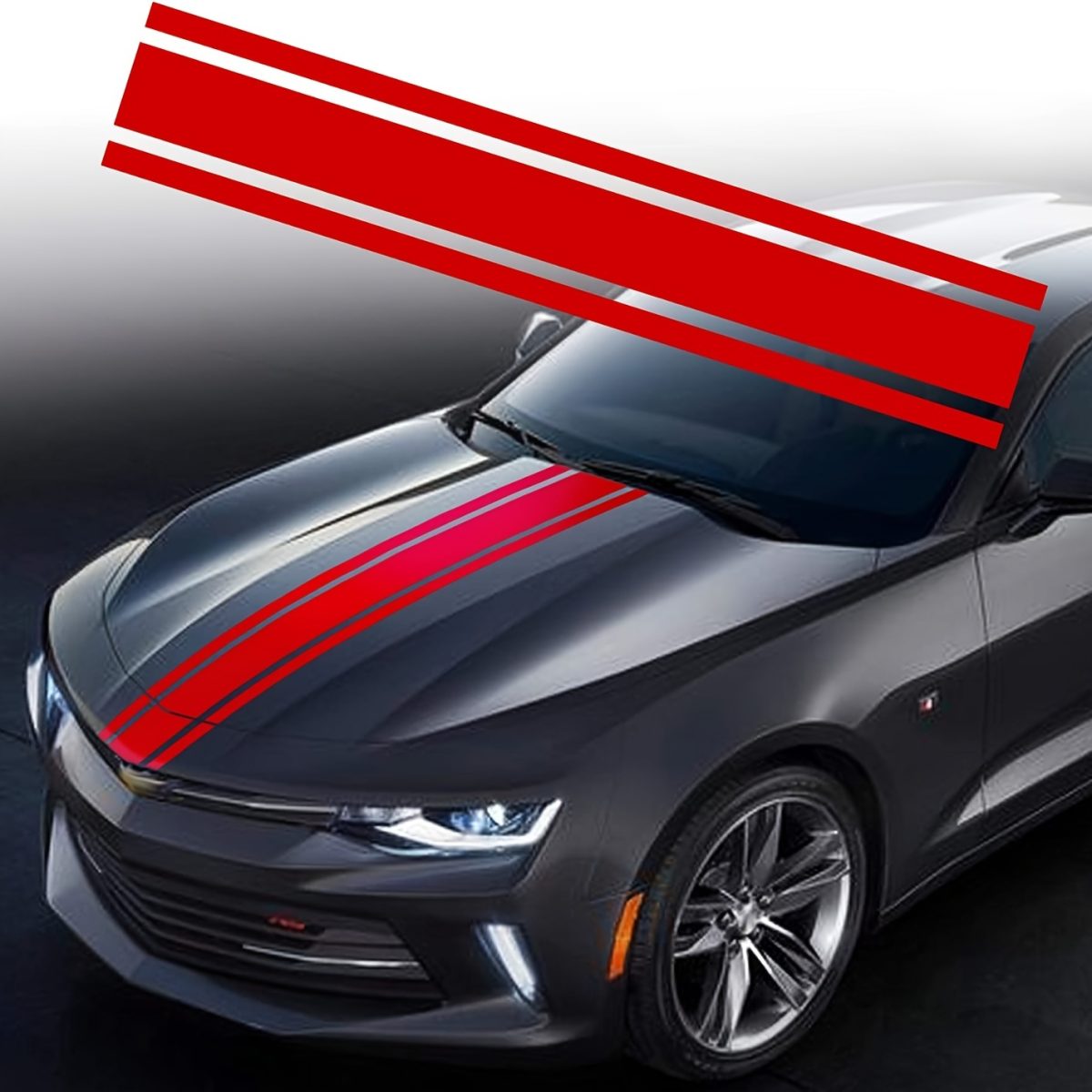 Sticker Autoadeziv Tuning, Model &Amp;Quot;Triple Stripes&Amp;Quot;, Dimensiune 125 X 22 Cm, Culoare Rosie