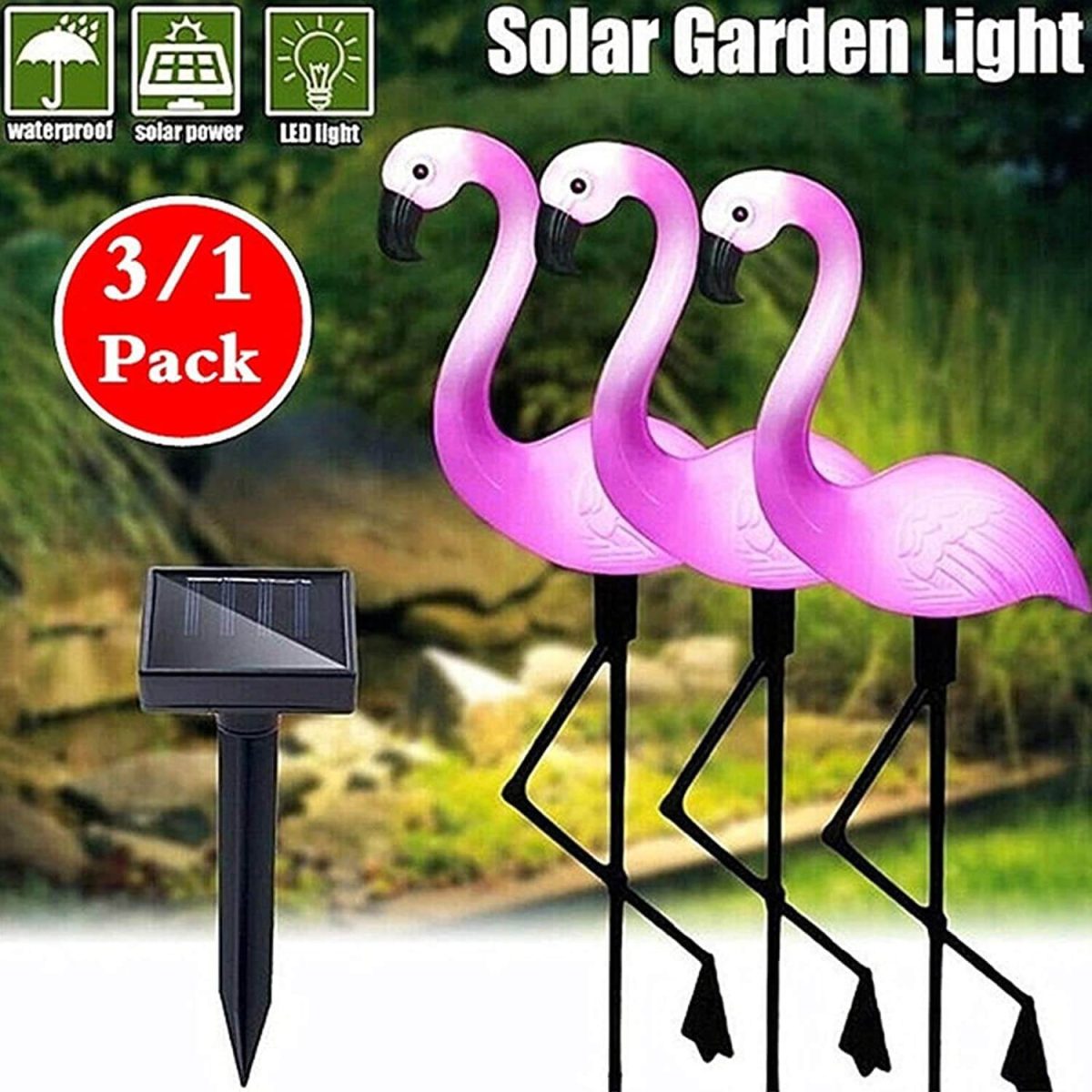 Set 3 X Lampa Solara Estetica Exterioara De Gradina Model &Quot;Flamingo&Quot;