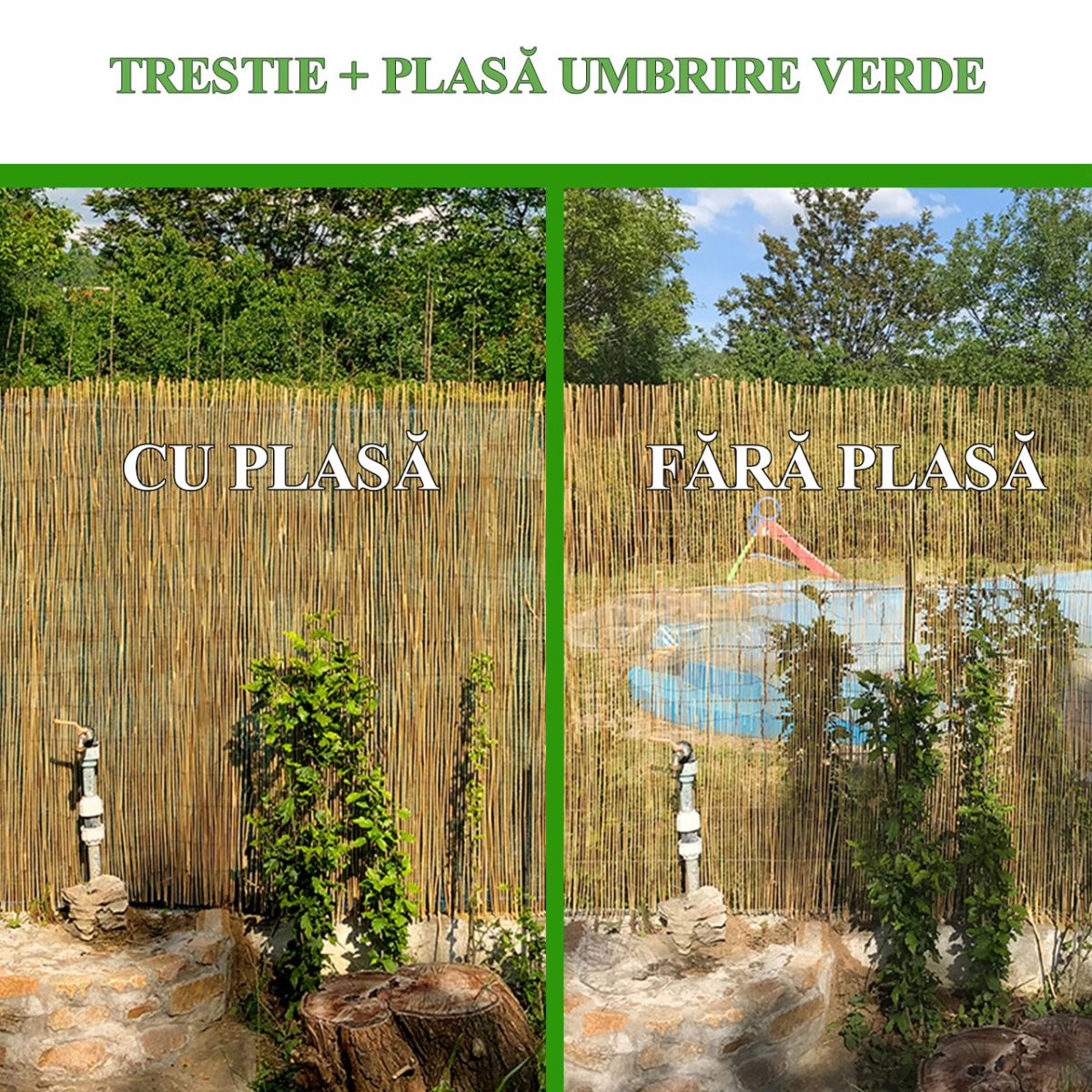 Set 2 Trestii, 1.5X5 M + Plasa Umbrire 85 G/Mp, 10X1.5 M