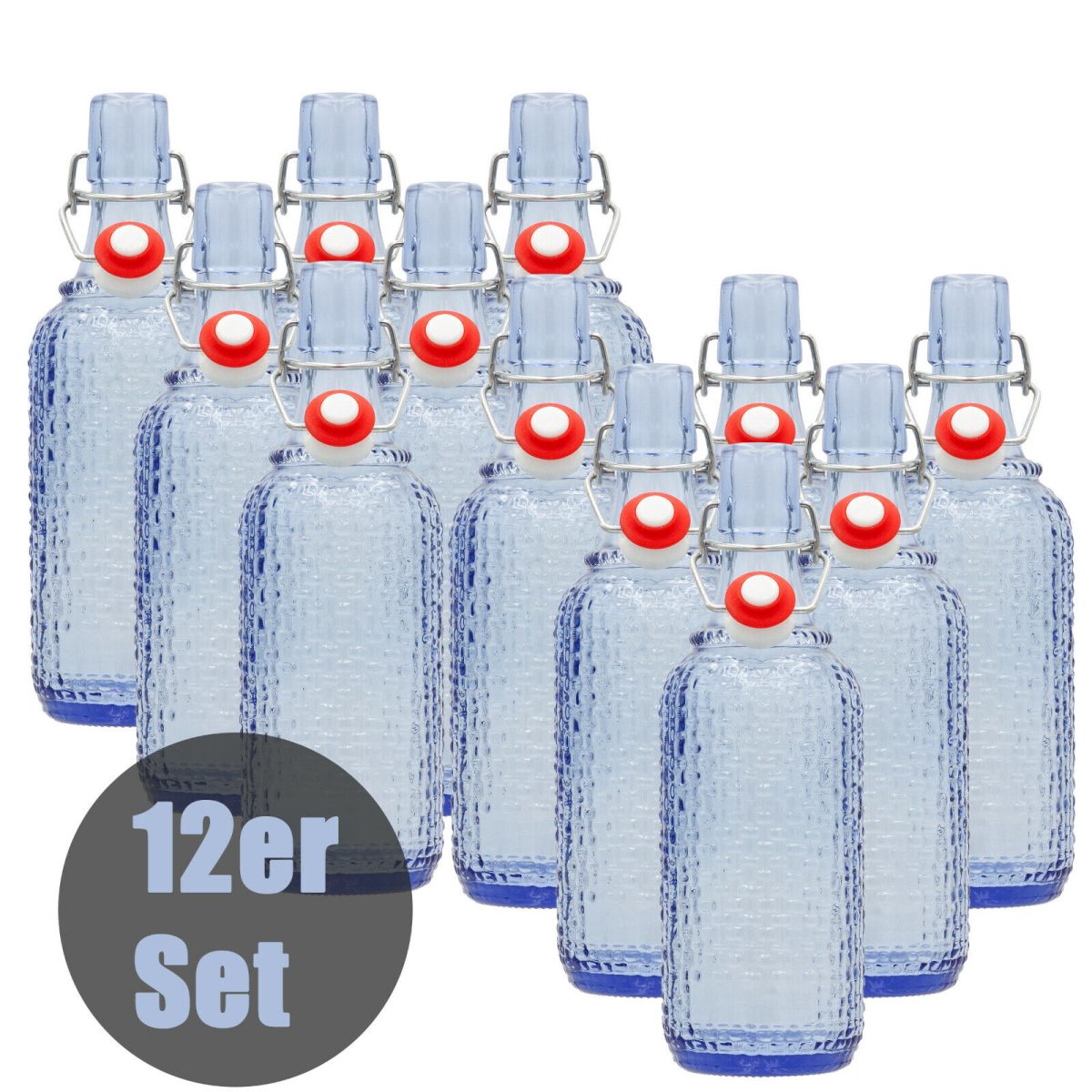 Set 12 Sticle Culoare Albastru Transparent, Volum 0,5L - Imagine 7