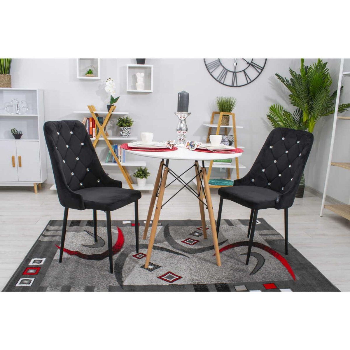 Scaun Bucatarie/Living, Artool, Amore, Catifea, Metal, Negru, 48X56X93 Cm