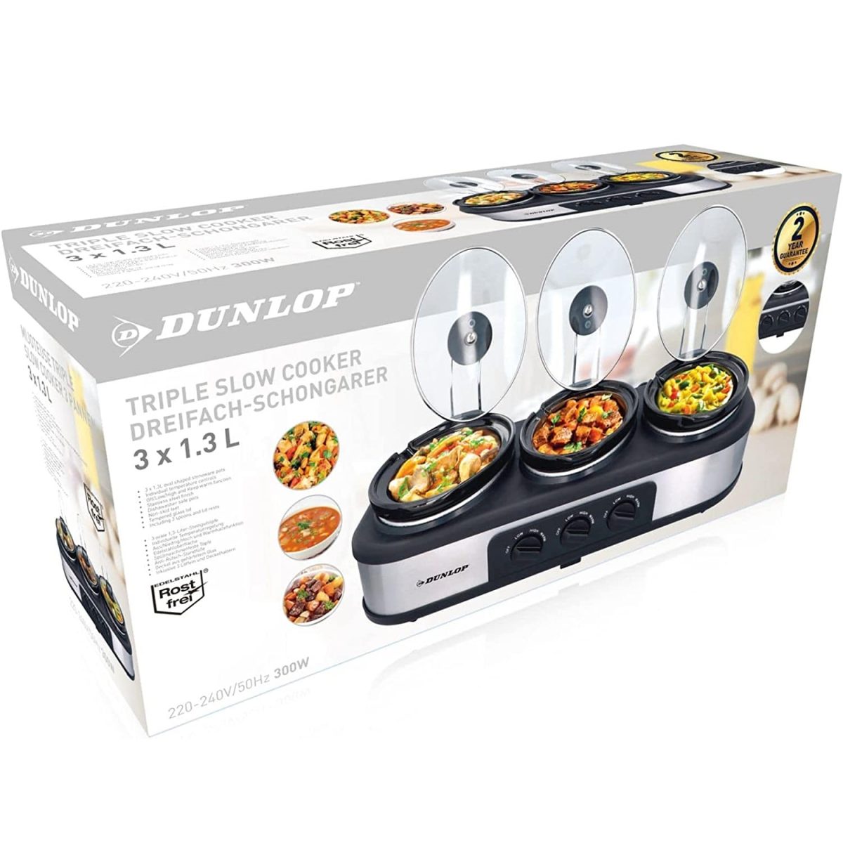 Aparat De Gatit Cu 3 Boluri De 1,3L Cu Gatire Lenta &Quot;Dunlop Slow Cooker Xl&Quot;