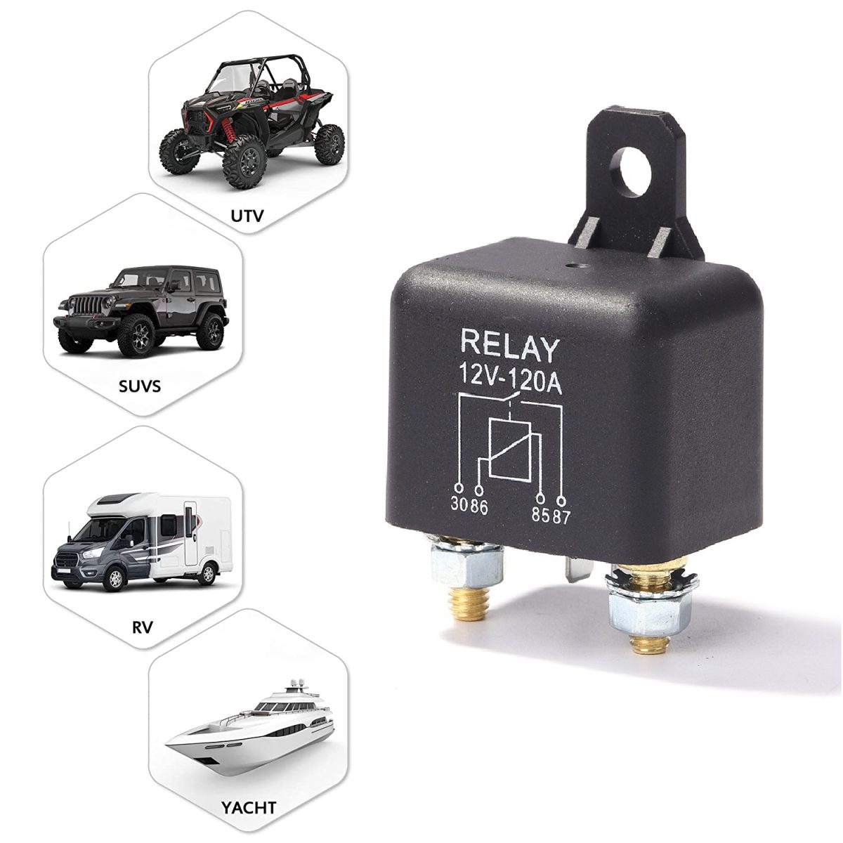 Releu Incarcare Izolator Baterie Suplimentara Pentru Vehicule Off-Road, Atv, Ssv, Utv, Barci, Tensiune 12V, 120W